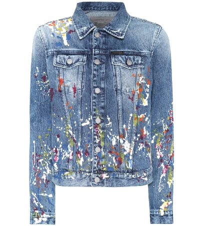 Calvin Klein Jeans Est.1978 Paint Splatter Cotton Denim Jacket In Blue