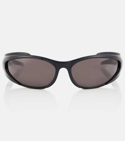 Balenciaga Oval Sunglasses In 001 Black/black/grey