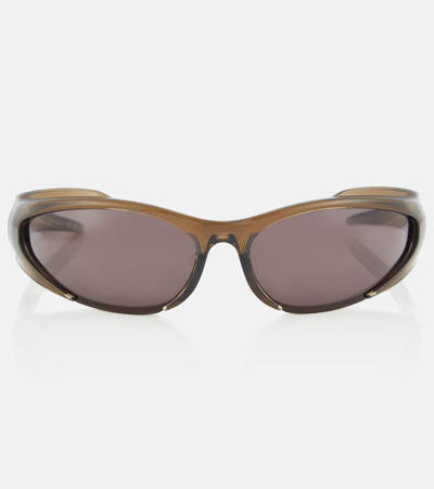 Balenciaga Oval Sunglasses In Brown-brown-grey