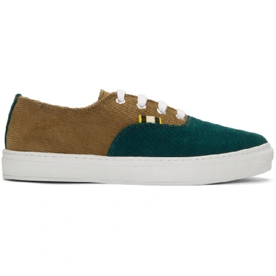 Aprix Two-tone Corduroy Sneakers - Forest Green In Tan Green