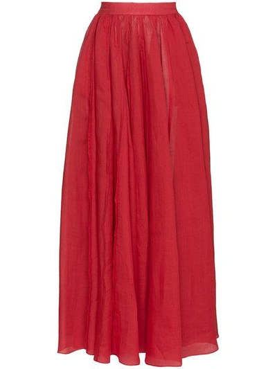 Three Graces Arlene High Waist Ramie Maxi Skirt In Red