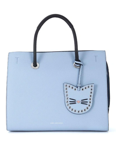 Karl Lagerfeld Karry All Light Blue Leather Handbag In Azzurro