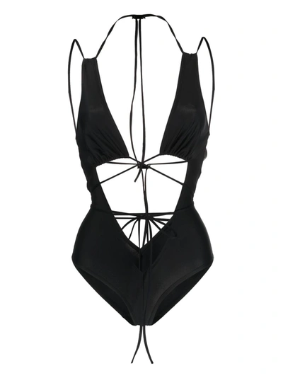 Knwls Strap-detail One-piece Swimsuit In Black