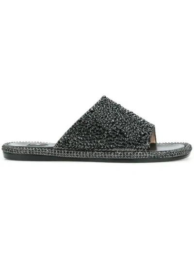 Rodo Embellished Sliders In Black