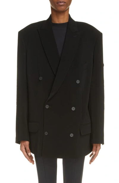 Balenciaga Washed Wool Jacket In Black