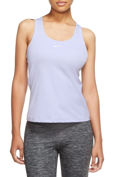 Nike Dri-fit Swoosh Bra Racerback Tank In Oxyprp/ White