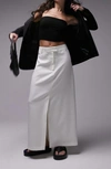 Topshop 90s Midaxi Tailored Skirt In Cream - Part Of A Set-white