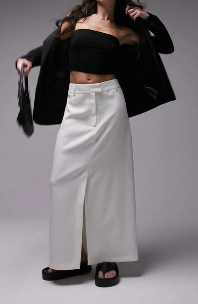 Topshop 90s Midaxi Tailored Skirt In Cream - Part Of A Set-white