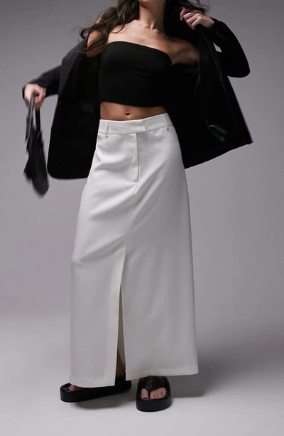 Topshop 90s Midaxi Tailored Skirt In Cream - Part Of A Set-white In Cream