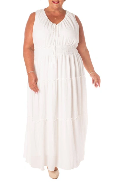 Taylor Dresses Tiered Jersey Dress In White