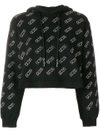 Gcds Monogram Cropped Hoodie In Black