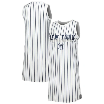 Concepts Sport White New York Yankees Reel Pinstripe Knit Sleeveless Nightshirt