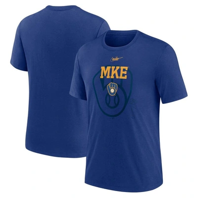Nike Royal Milwaukee Brewers Rewind Retro Tri-blend T-shirt