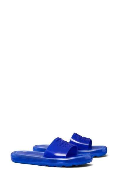 Tory Burch Bubble Jelly Slide Sandal In Blue Dahlia