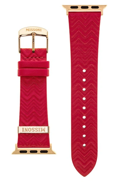 Missoni Zigzag Leather 22mm Apple Watch® Watchband In Red