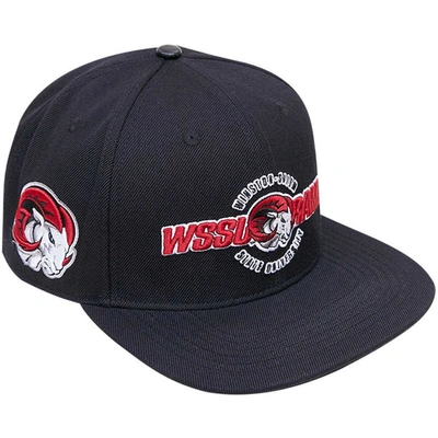 Pro Standard Black Winston Salem Rams Arch Over Logo Evergreen Snapback Hat