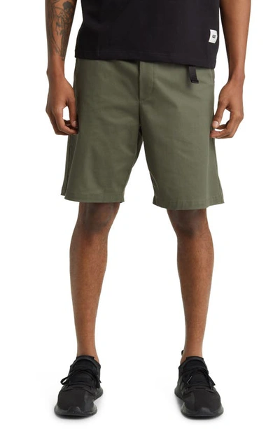 Caterpillar Belted Cotton Shorts In Green Bean