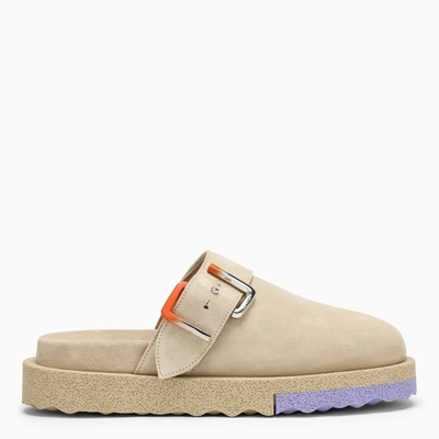 Off-white Beige Suede Sabot In Cream