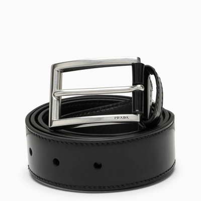 Prada Classic Black Leather Belt