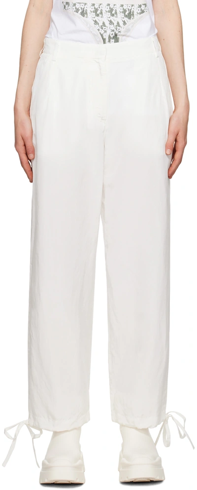 Msgm White Trousers With Drawstring At Bottom