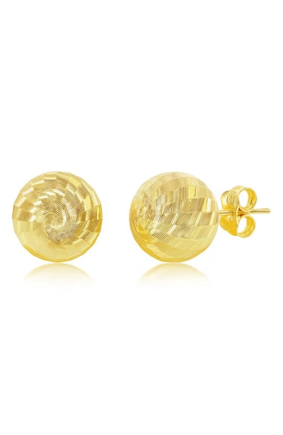 Simona 14k Yellow Gold Diamond Cut Bead Stud Earrings