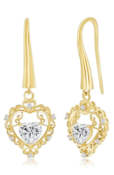 Simona Cubic Zirconia Heart Dangle Earrings In Gold