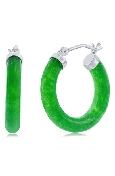 Simona 25mm Jade Hoop Earrings In Green