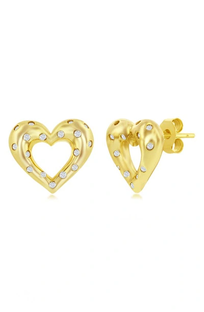 Simona Cubic Zirconia Heart Stud Earrings In Gold