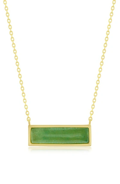 Simona Sterling Silver Rectangle Jade Necklace In Green