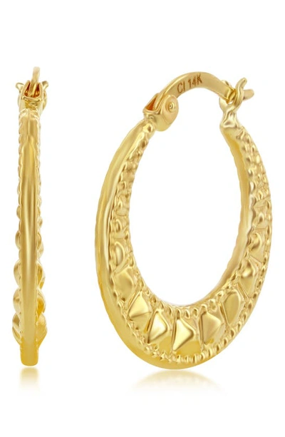 Simona 14k Yellow Gold Textured Hoop Earrings