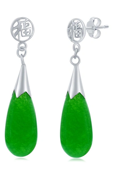 Simona Jade Teardrop Dangle Earrings In Green
