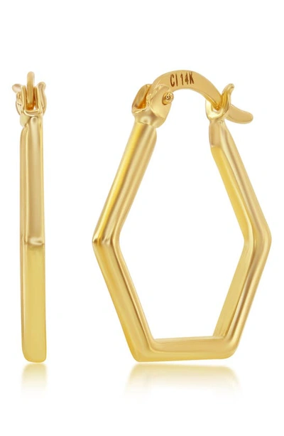 Simona 14k Yellow Gold Hexagon Hoop Earrings