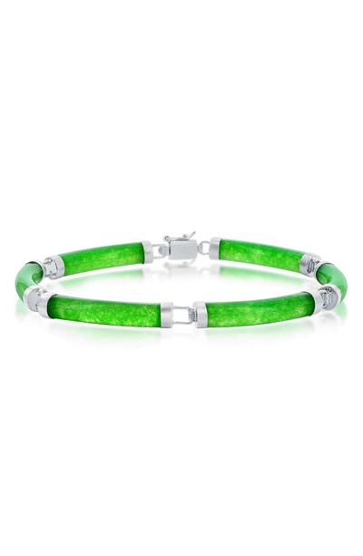 Simona Jade Curved Bar Link Bracelet In Green