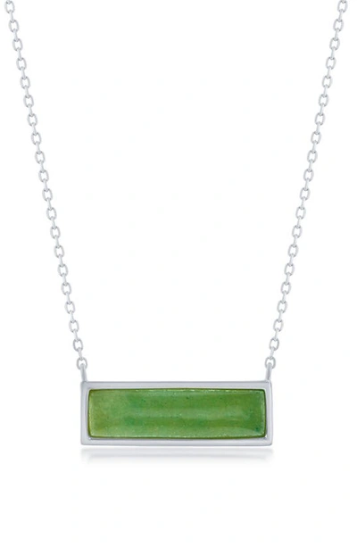 Simona Sterling Silver Rectangle Jade Necklace In Green
