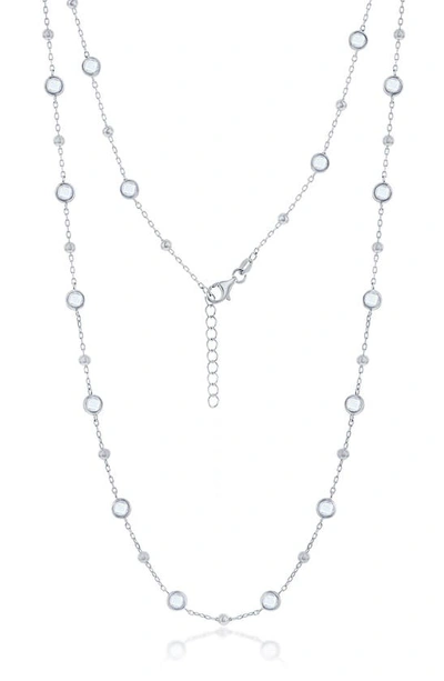 Simona Sterling Silver Bezel Set Cz Necklace In White