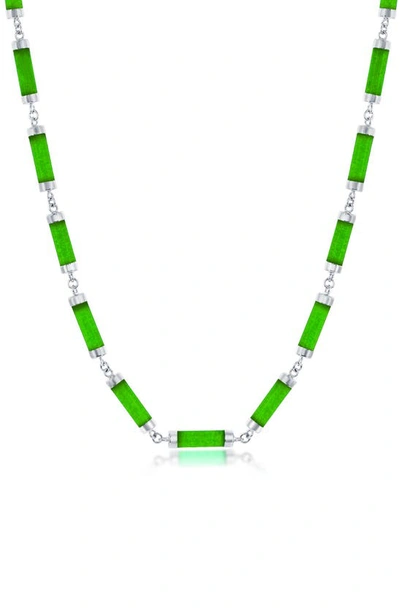 Simona Jade Linked Bar Necklace In Green