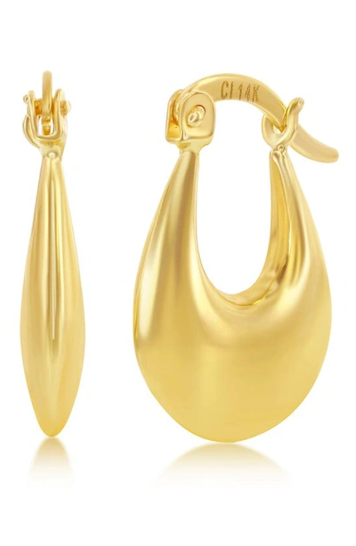 Simona 14k Gold Plated Puffed Hoop Earrings