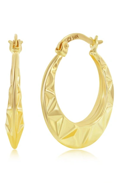Simona 14k Yellow Gold Textured Hoop Earrings