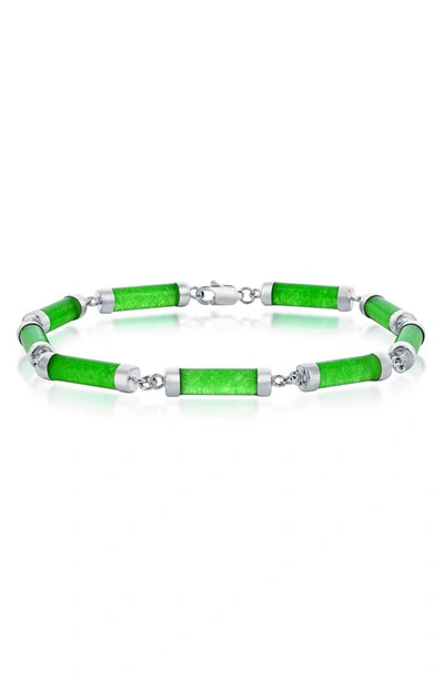 Simona Jade Cylinder Link Bracelet In Green