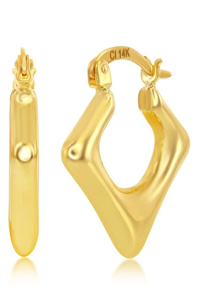 Simona 14k Yellow Gold Diamond Shaped Hoop Earrings