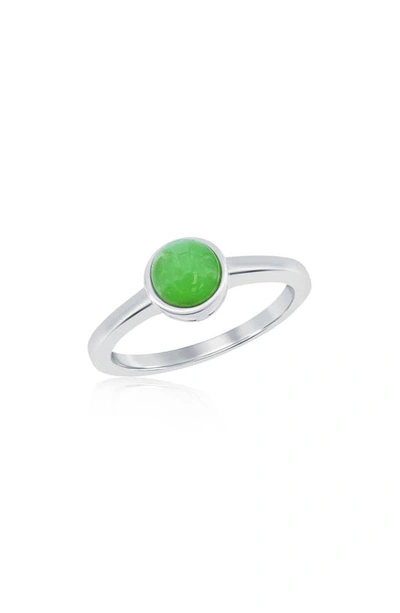 Simona Sterling Silver & Jade Round Ring In Green