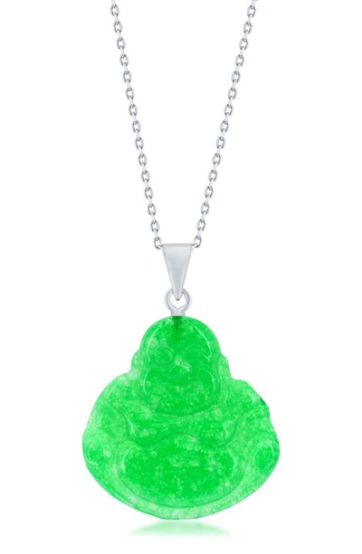 Simona Jade Buddha Pendant Necklace In Green