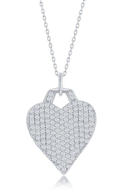 Simona Sterling Silver Micro Pavé Cz Heart Pendant Necklace