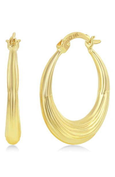 Simona 14k Gold Plated Lined Hoop Earrings