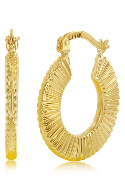 Simona 14k Gold Plated Textured Hoop Earrings