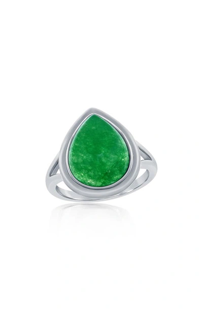 Simona Sterling Silver Pear-shaped Jade Ring In Green