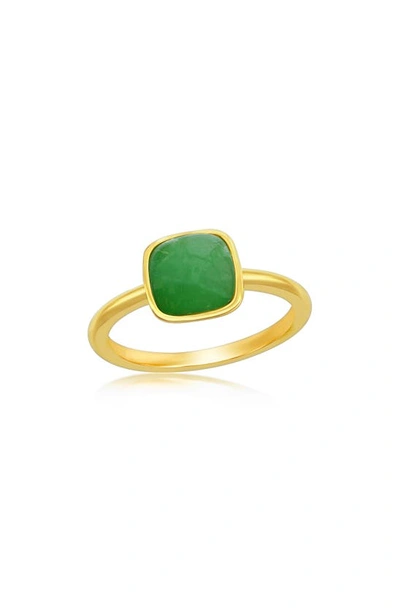Simona Cushion Jade Solitaire Ring In Green