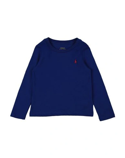 Polo Ralph Lauren Babies'  Long Sleeve Jersey T-shirt Toddler Girl T-shirt Midnight Blue Size 4 Cotton