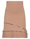 Andreädamo Andreādamo Woman Mini Skirt Camel Size M Viscose, Polyester, Polyamide, Elastane In Beige