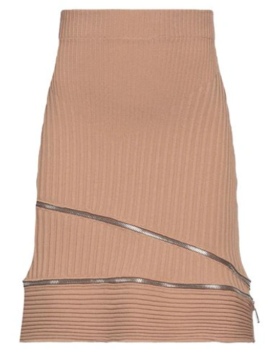 Andreädamo Andreādamo Woman Mini Skirt Camel Size M Viscose, Polyester, Polyamide, Elastane In Beige